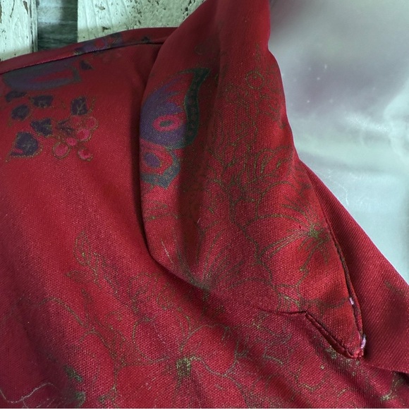VTG 70s 80s Caribou Peasant Top Women’s Medium Maroon Butterflies Costume Prop‎ - Picture 6 of 14